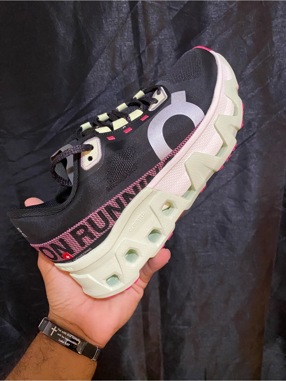 Oncloud monster hyper Black Sneakers with Pink and Cream Accents - Picture 6 of 10